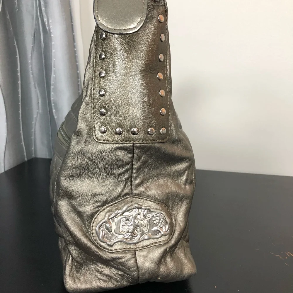 Quilted Metallic Hobo Shoulder Bag in Bronze